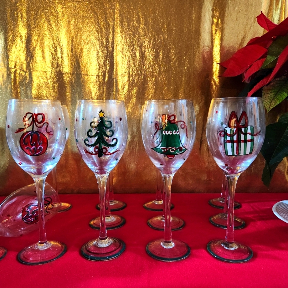 HAND PAINTED WINE GLASSES